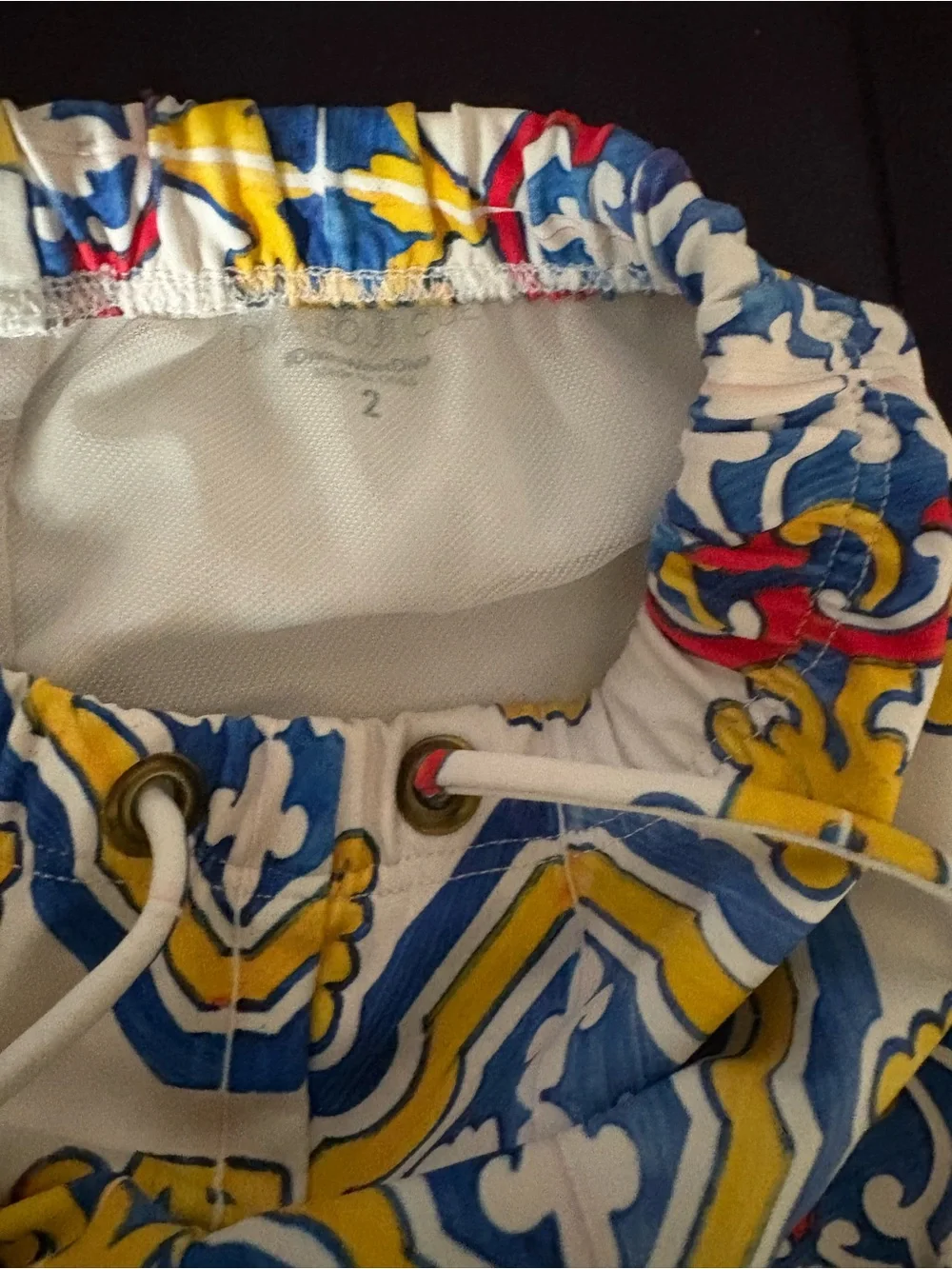 Childrens Printed Swim Shorts in Blue, Yellow & Red